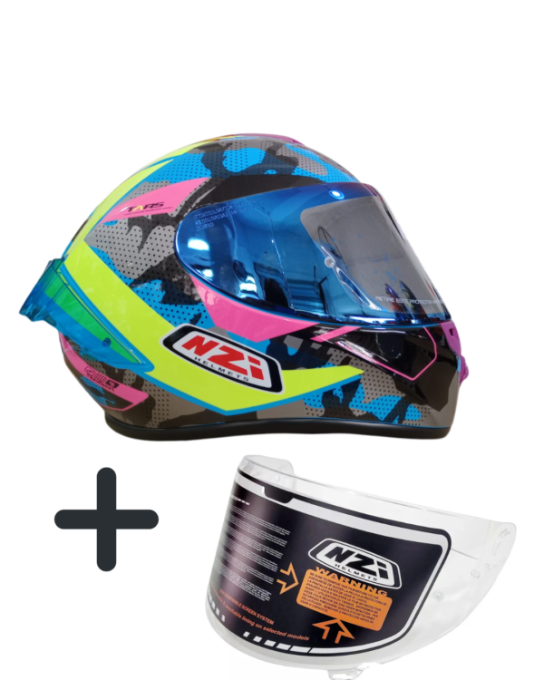 Casco Integral Nzi Trendy 3 Camu Blue, Neon, Pink