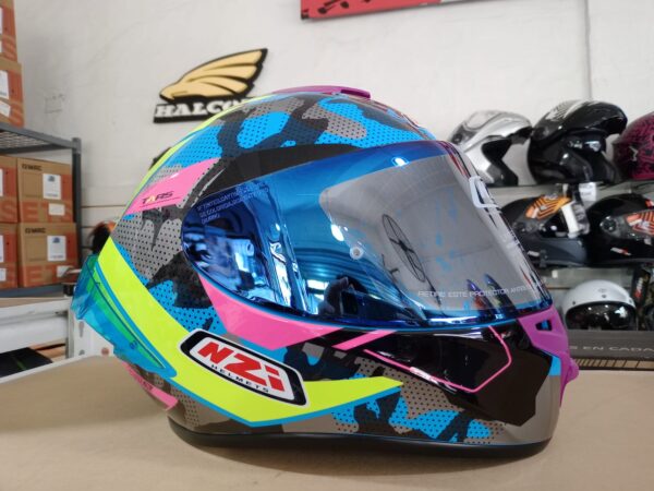 Casco Integral Nzi Trendy 3 Camu Blue, Neon, Pink - Image 3