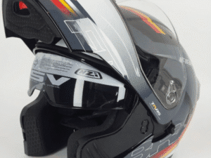 CASCO REBATIBLE FIBRA ATTO DUO LEDS BANDS COLOR NARANJA