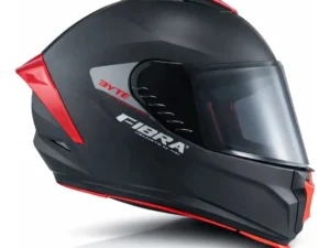 Casco fibra negro mate con spoiler rojo